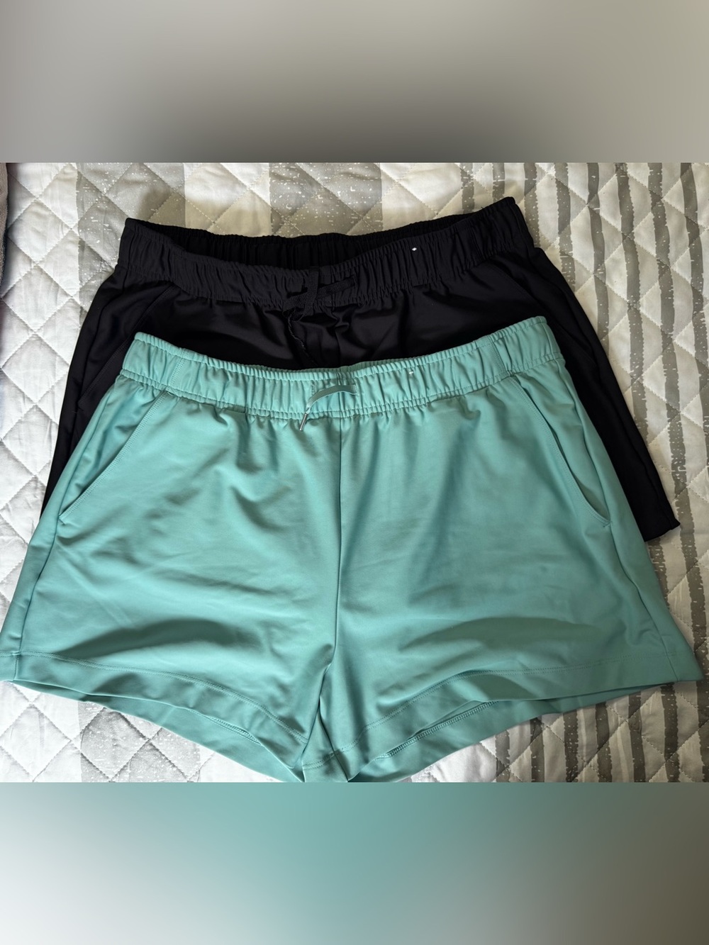 Old Navy Women's Athletic Shorts — Light Blue and Black